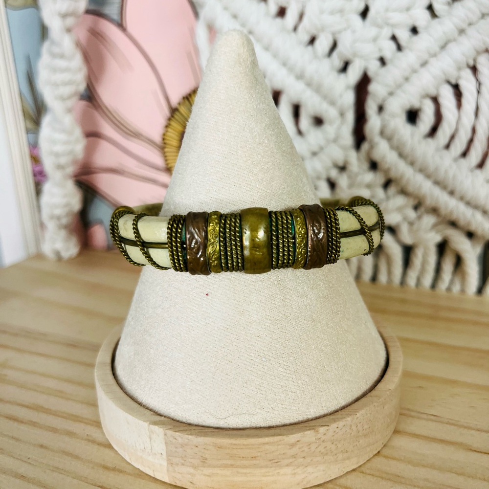 Vintage India Brass Bangle‎ Bracelet | Ornate Ethnic Jewelry | Witchy Gypsy Boho